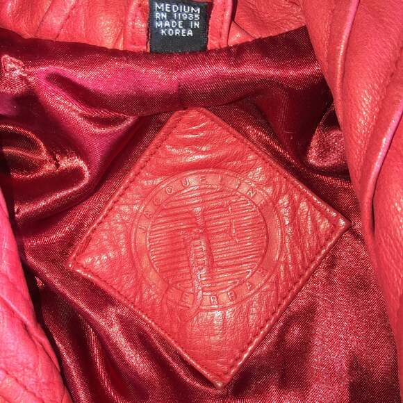 Vintage Jacqueline Ferrar Long Red Soft Genuine Leather Coat size medium - Picture 10 of 12